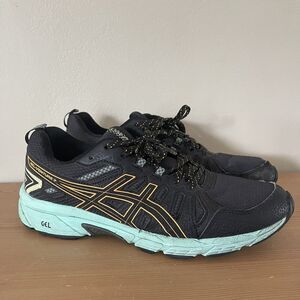 Asics Gel Venture 7 Running Shoes 10 Mesh Upper Athletic Sneakers Black Green